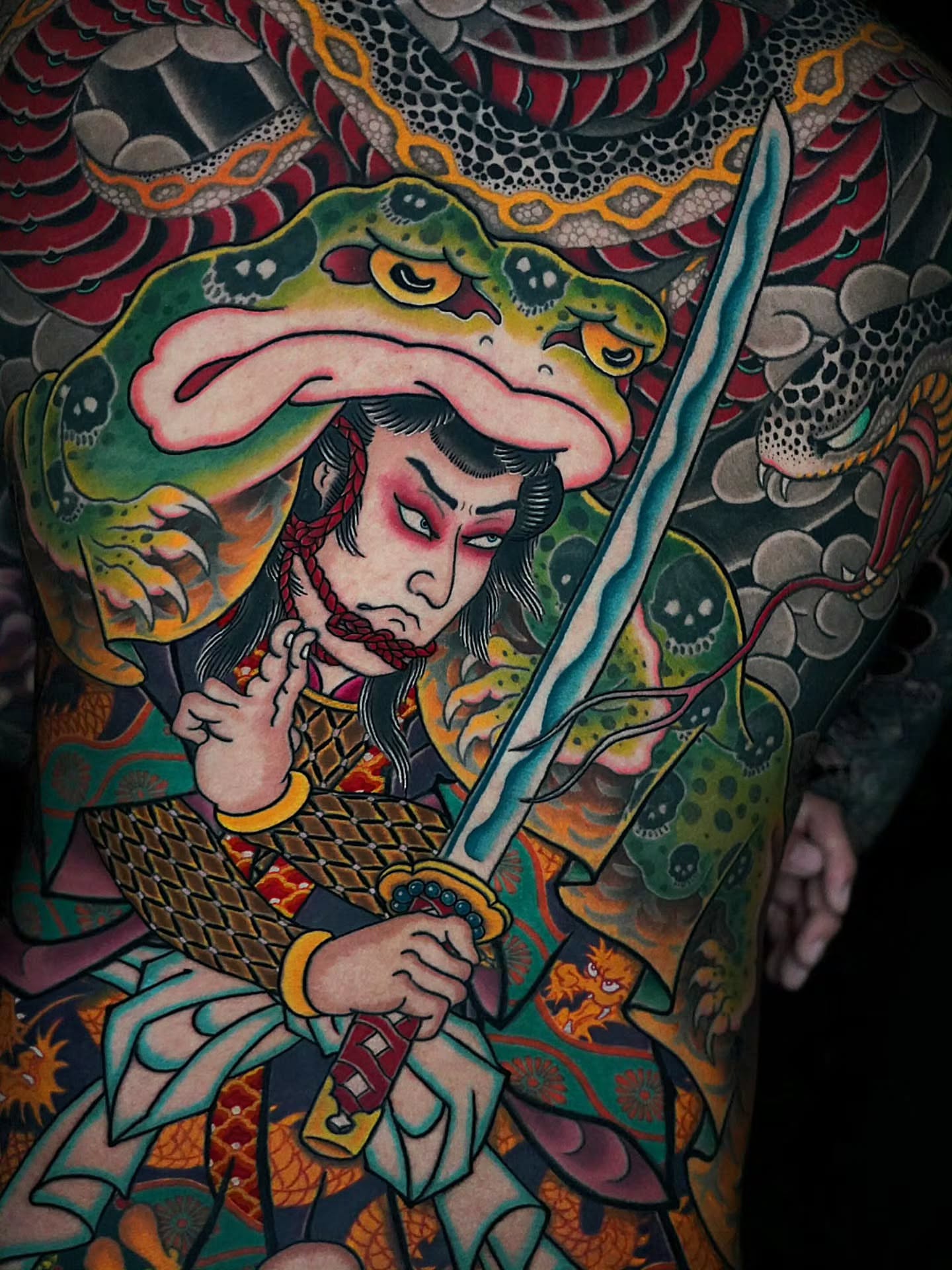 Samurai warrior American traditional tattoo on the upper arm by 彫かか
