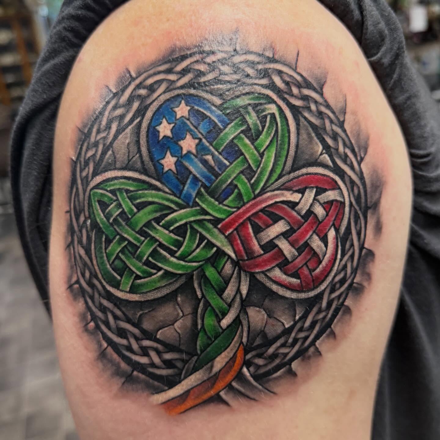 Tattoo by @donpeddicordart — american_traditional, geometric
