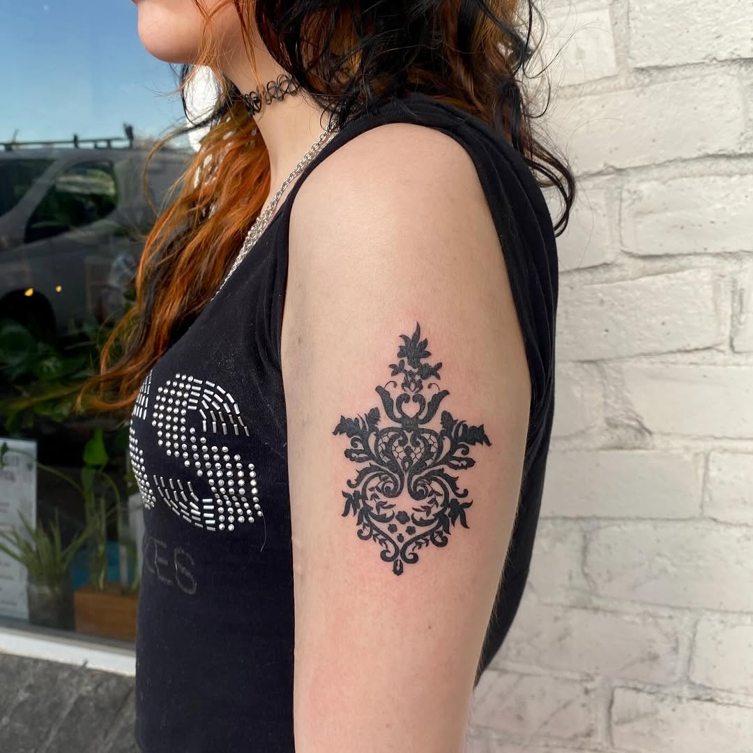 Ornamental damask pattern ornamental tattoo on the shoulder by °₊⊹ delia ✩ jane ೃ࿔*