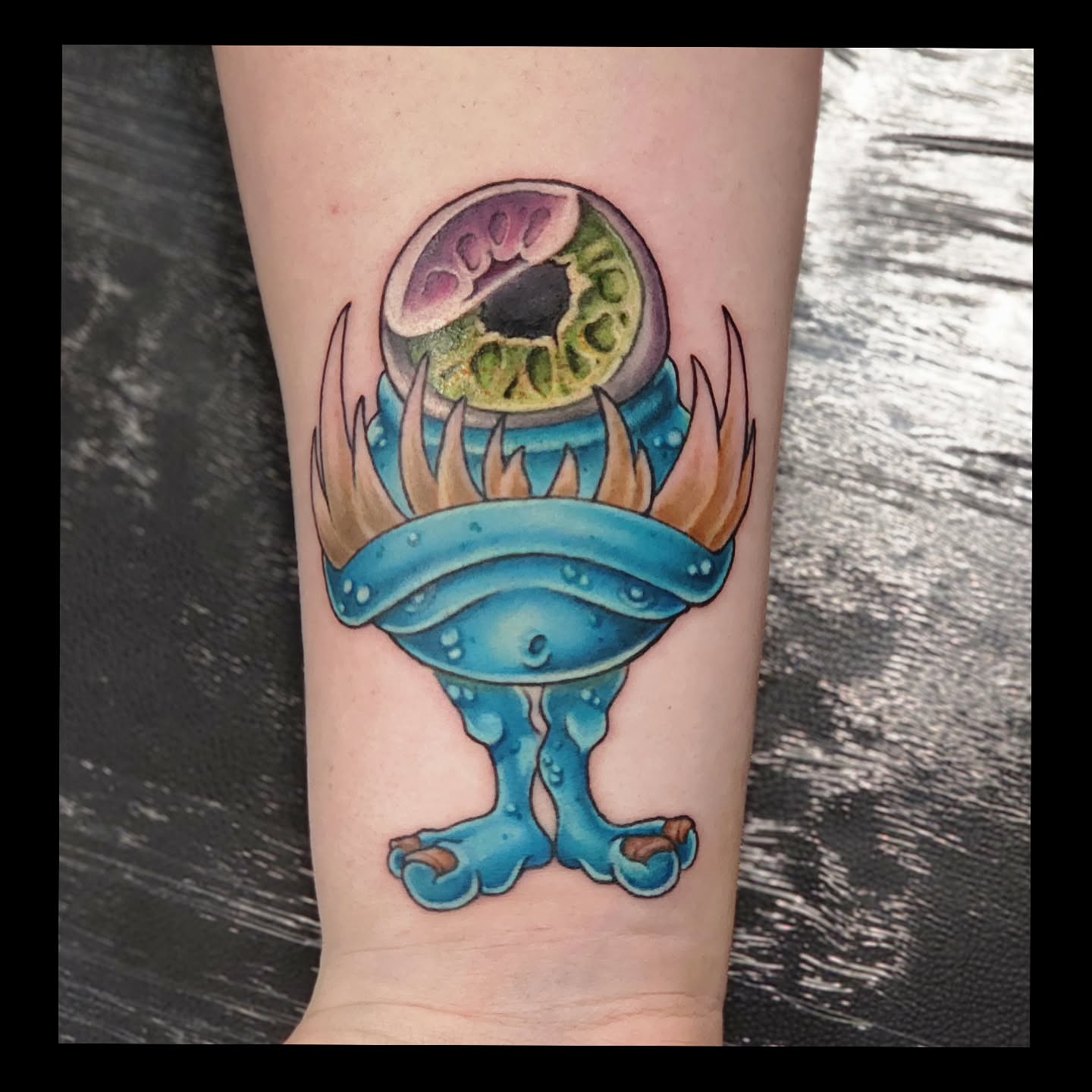 Alien creature new school tattoo on the forearm by Trista Bettfreund (Birdy)