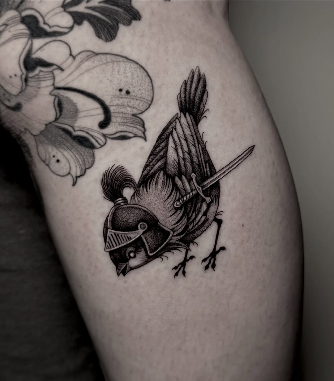 Tattoo by @mochitats — black_and_grey, dotwork