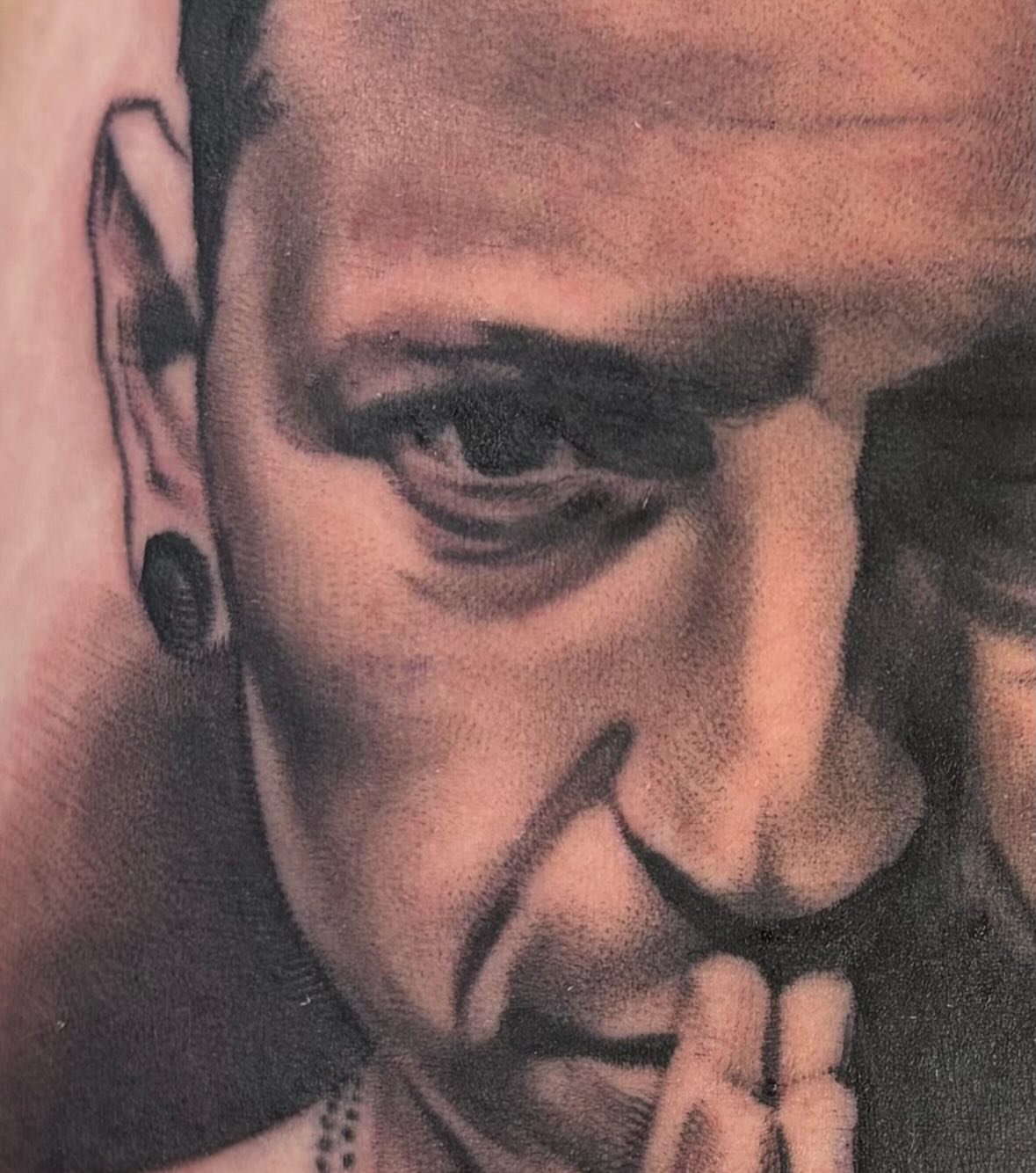 Man praying realism tattoo on the forearm by Mike Doherty, Abington, Massachusetts