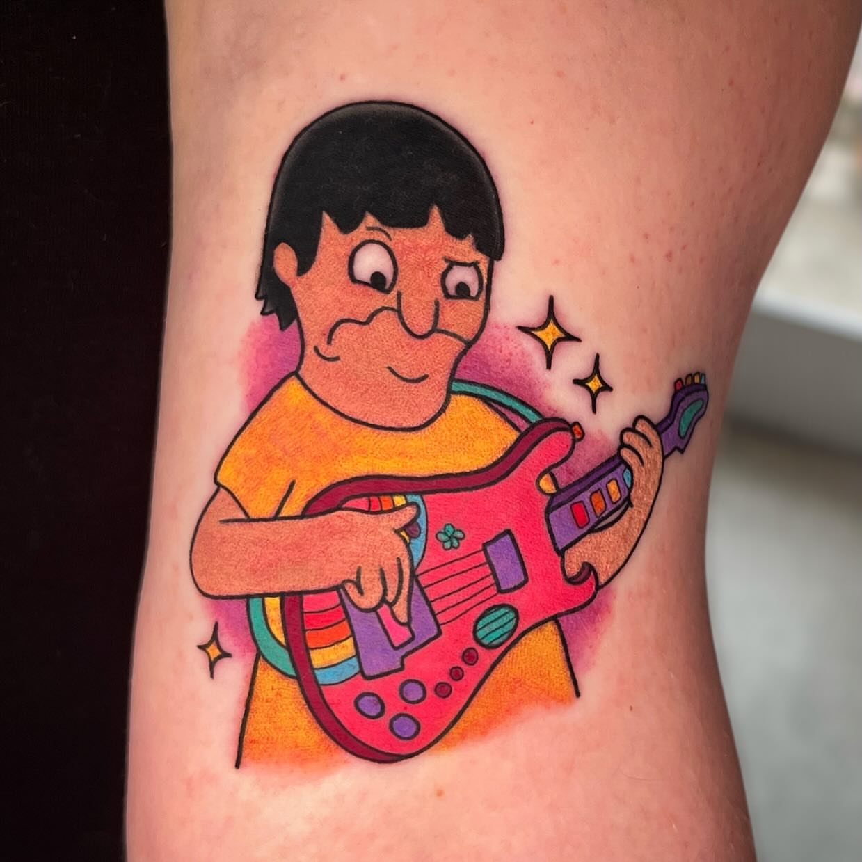 Rockstar new school tattoo on the forearm by Nicole Skalski