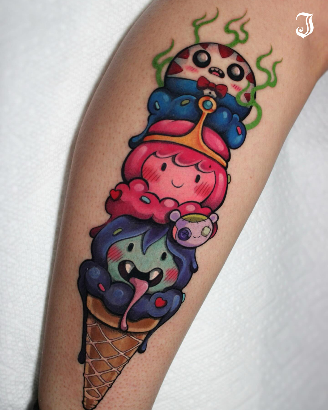Ice cream cone new school tattoo on the forearm by πΆππ πΎππππππ