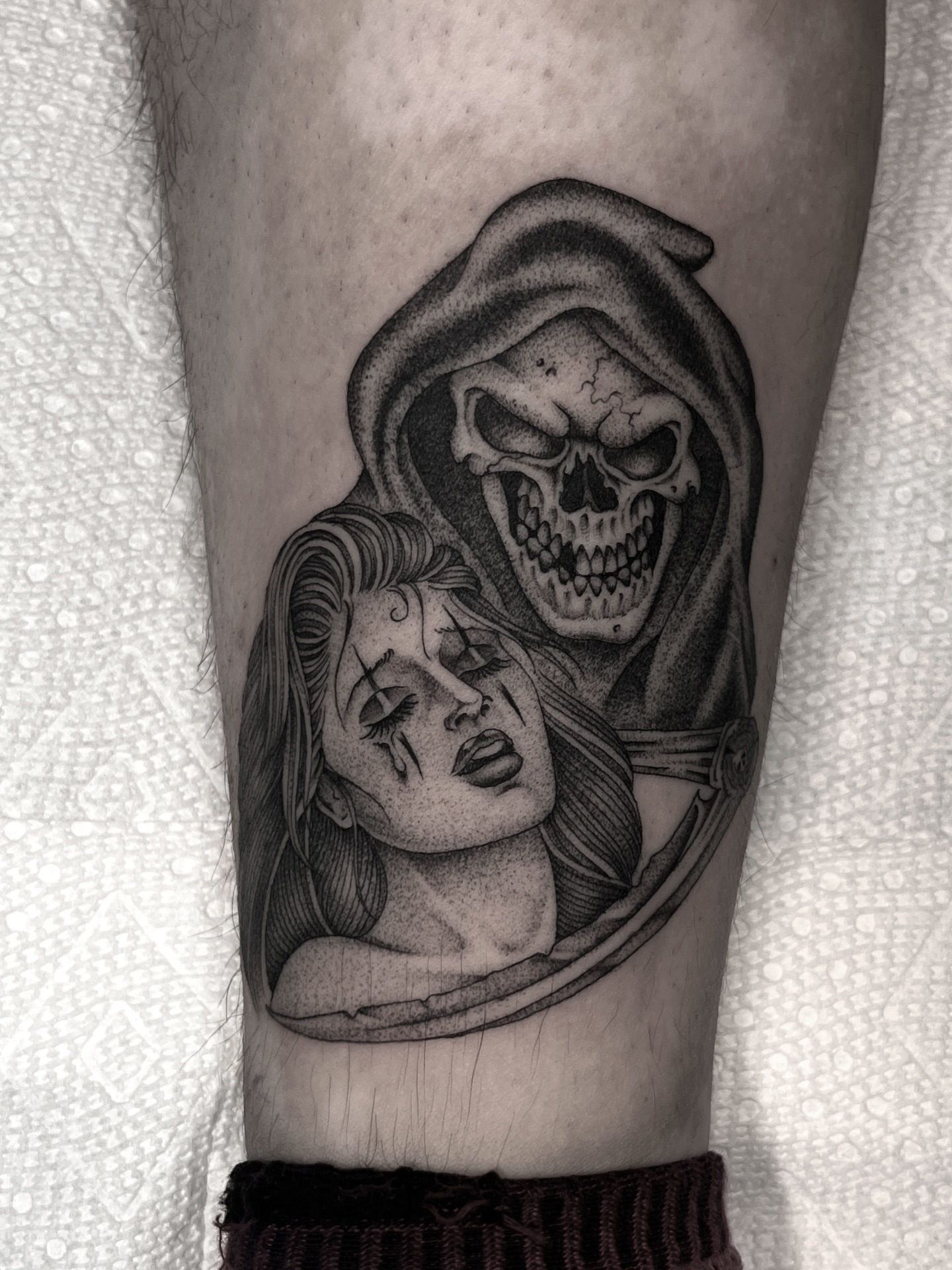 Tattoo by @dagger.eyes — black_and_grey, realism