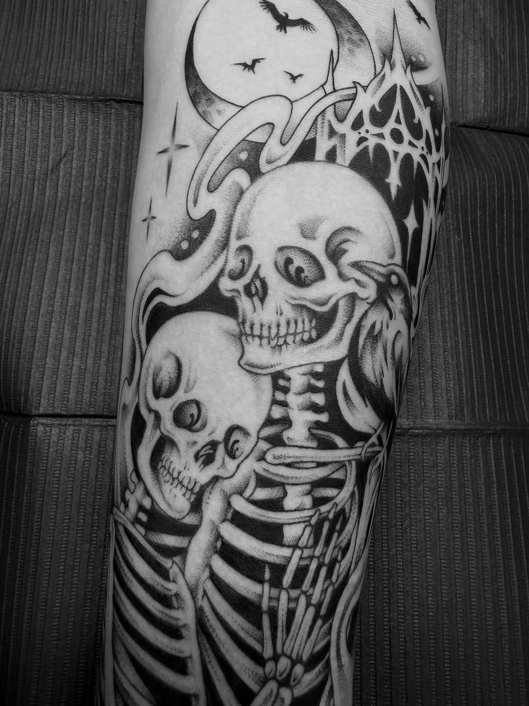 Tattoo by @witchpuke — black_and_grey, dark_realism
