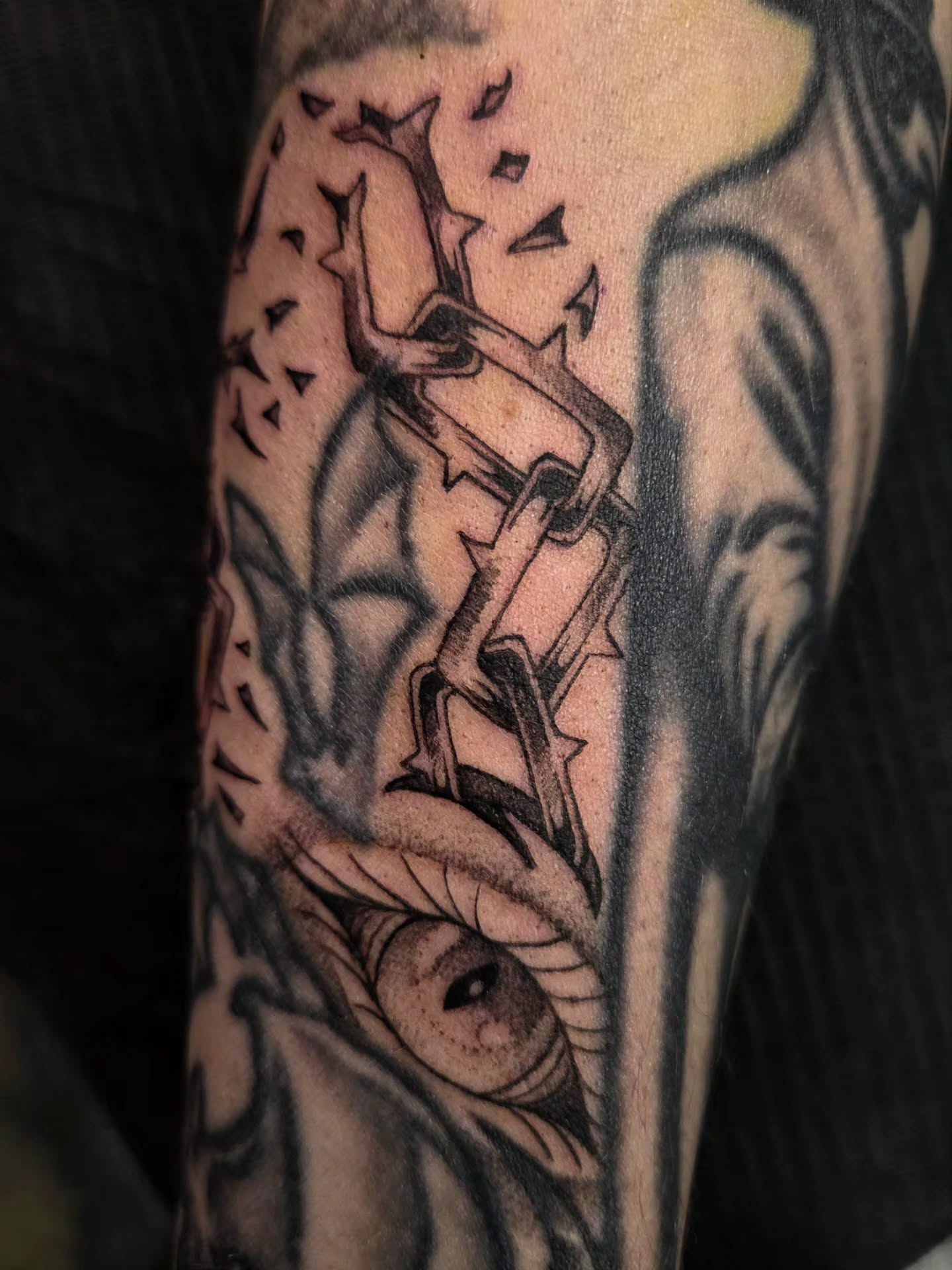 Tattoo by @iankisertattoo — black_and_grey, geometric