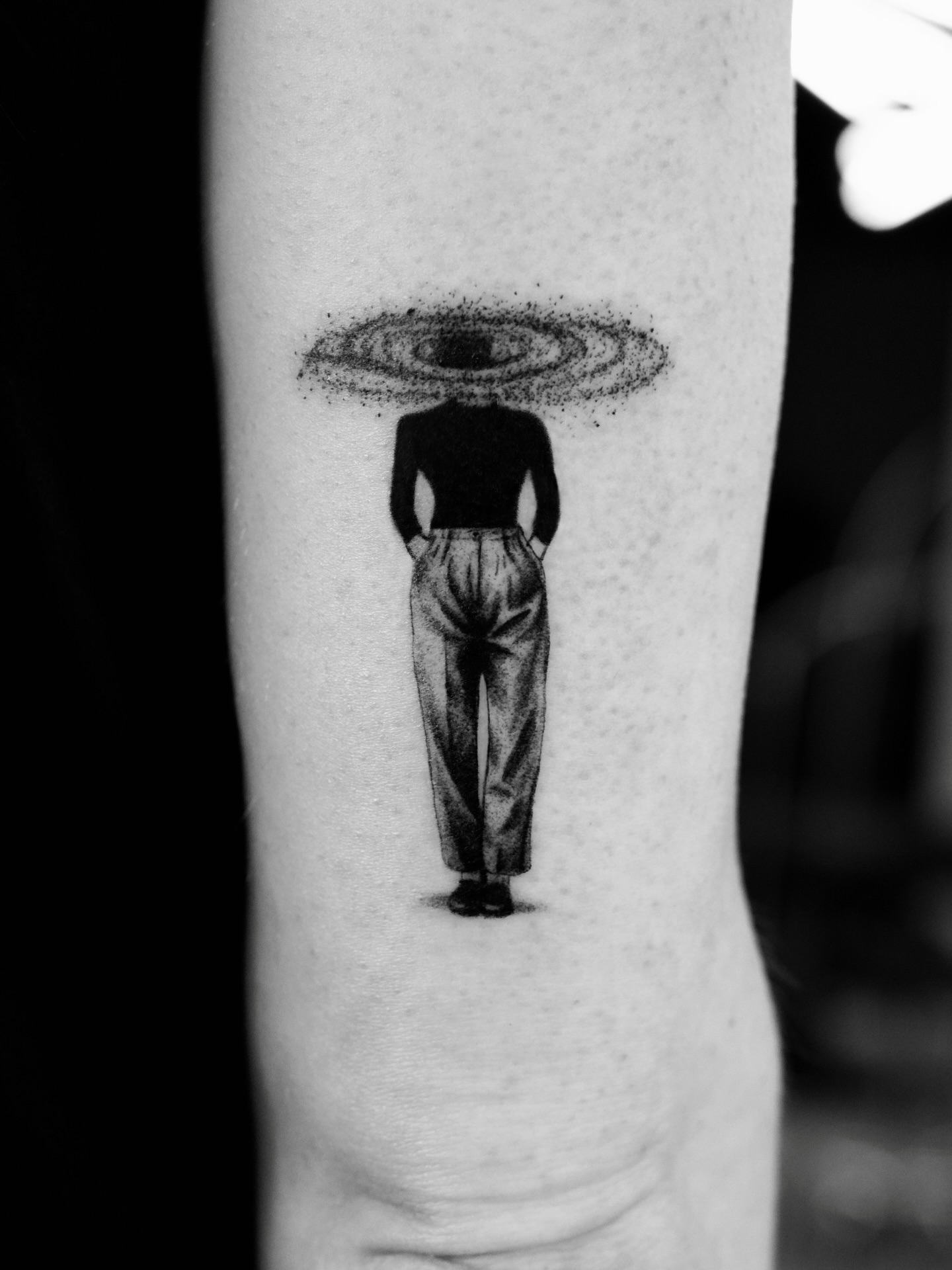 Galaxy dotwork tattoo on the forearm by Metin Karaatli