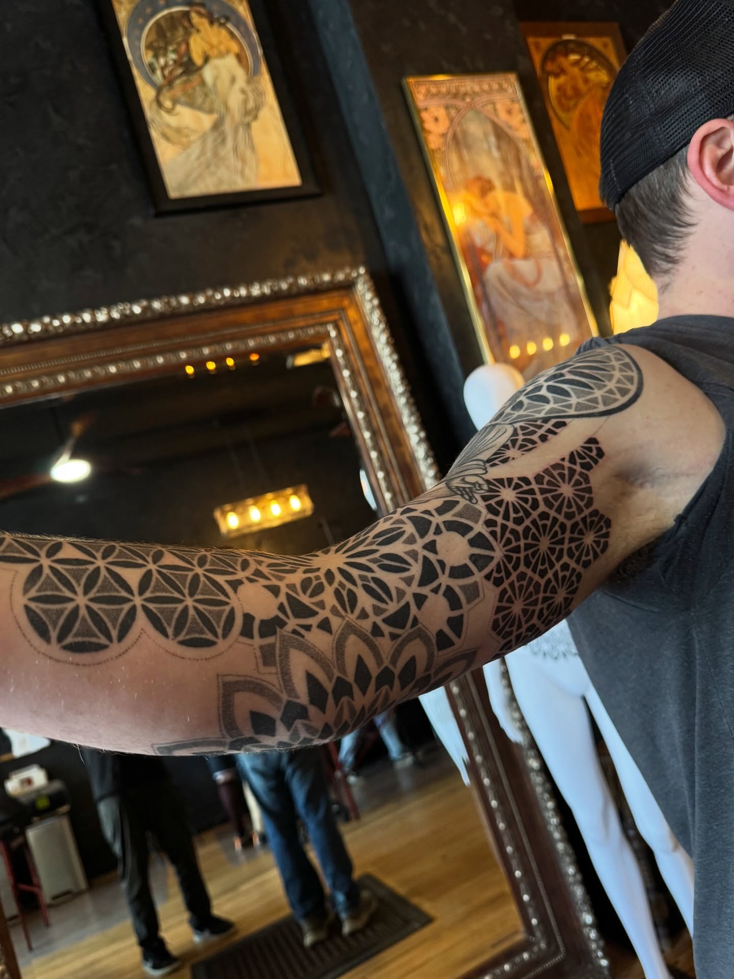 Geometric patterns geometric tattoo on the forearm by Christofer Irvin