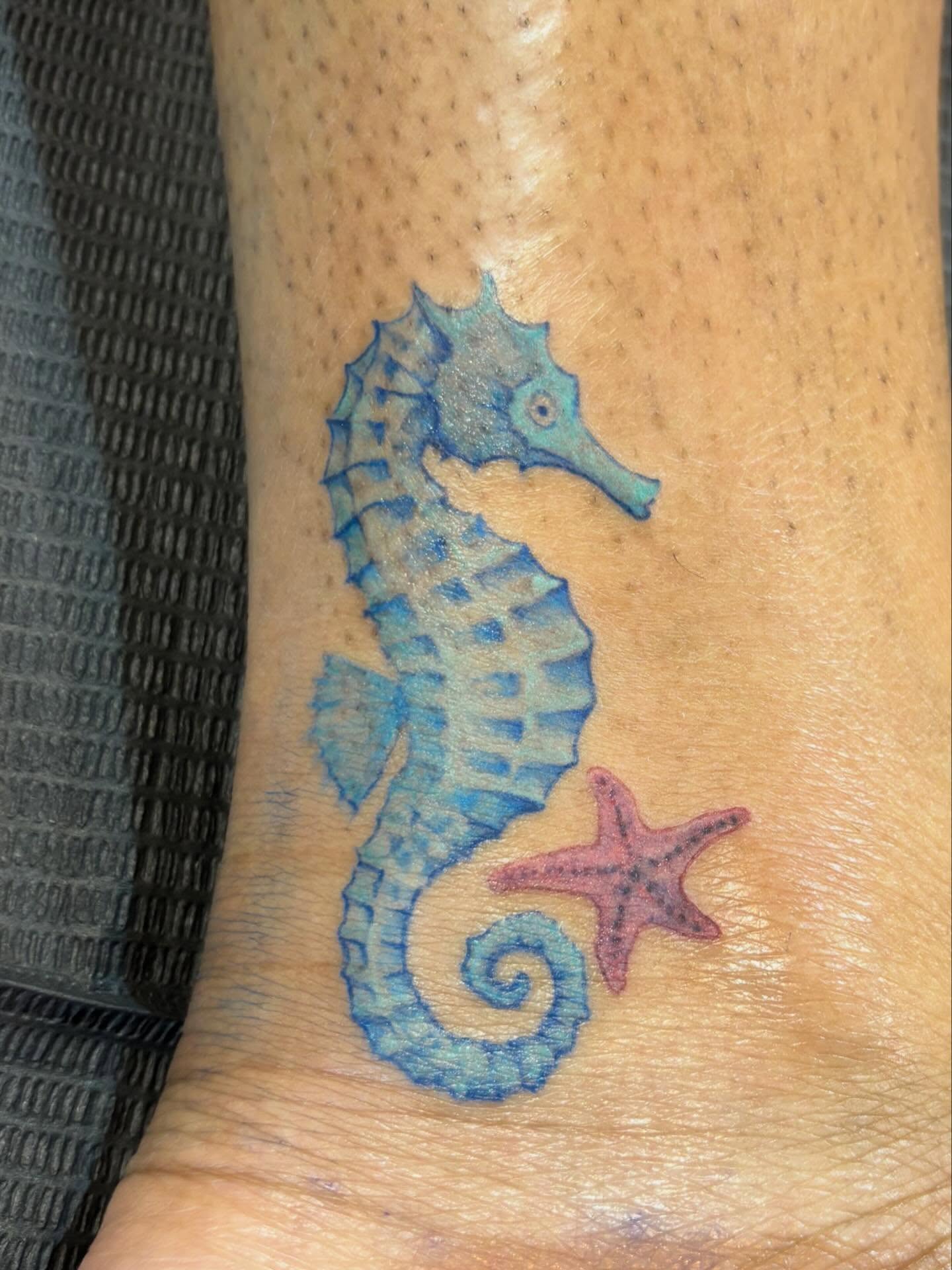 Seahorse realism tattoo on the forearm by πΈππππ¦π£ππΈ