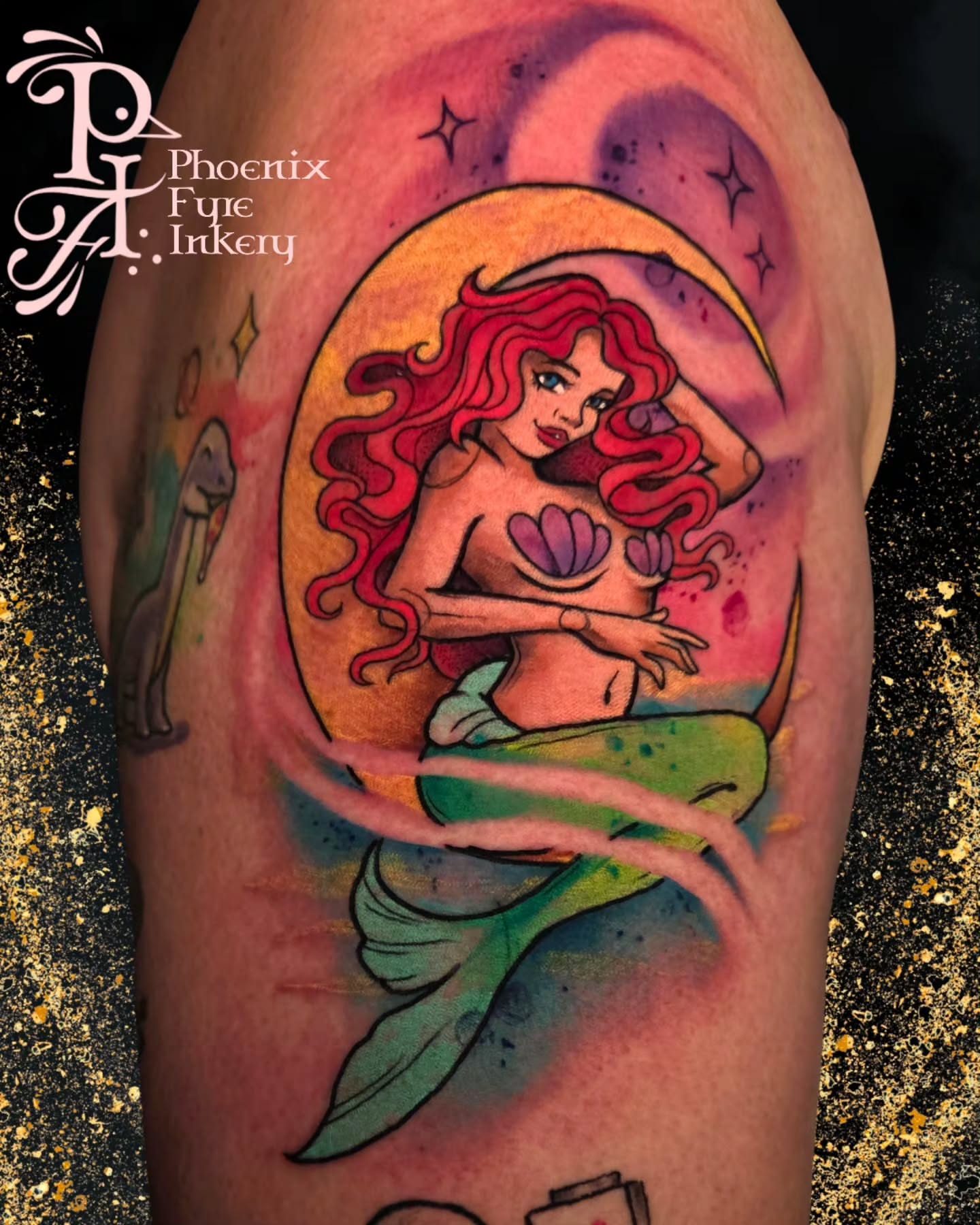 Mermaid watercolor tattoo on the forearm by 💚Phoenix Taylor💚-Fantasy Neotraditional