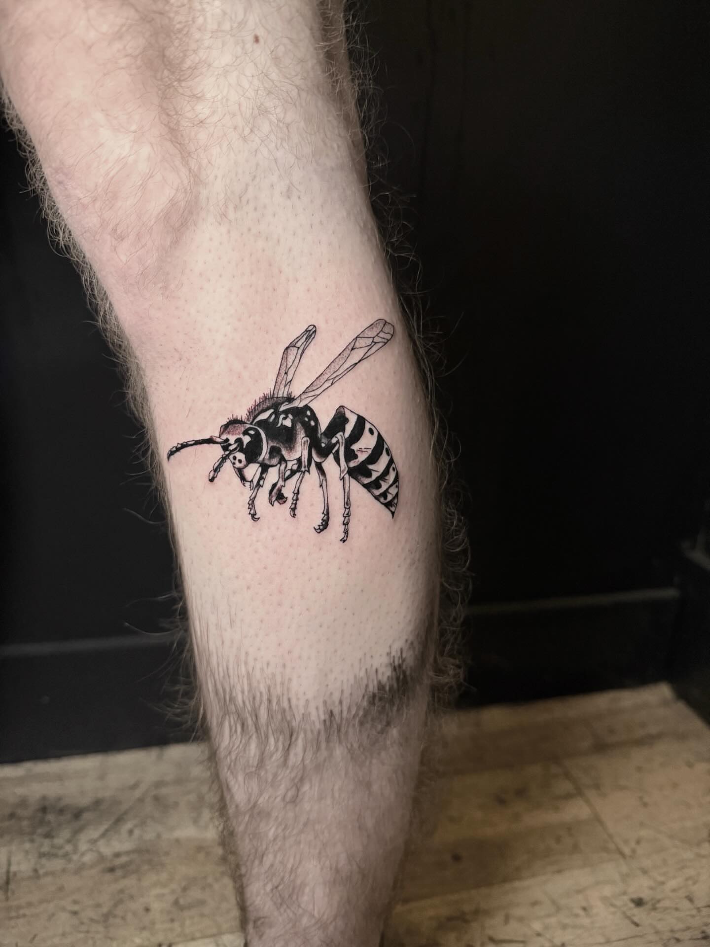 Hornet realism tattoo on the forearm by Jess, Midvale, Utah