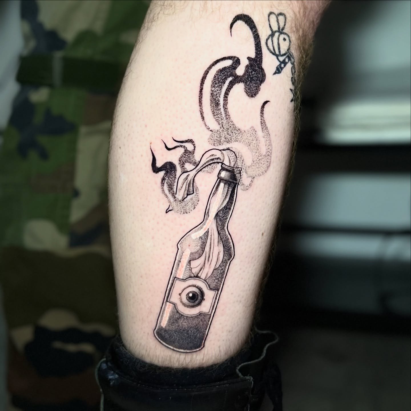 Tattoo by @that.lil.gothgirl — dotwork, black_and_grey