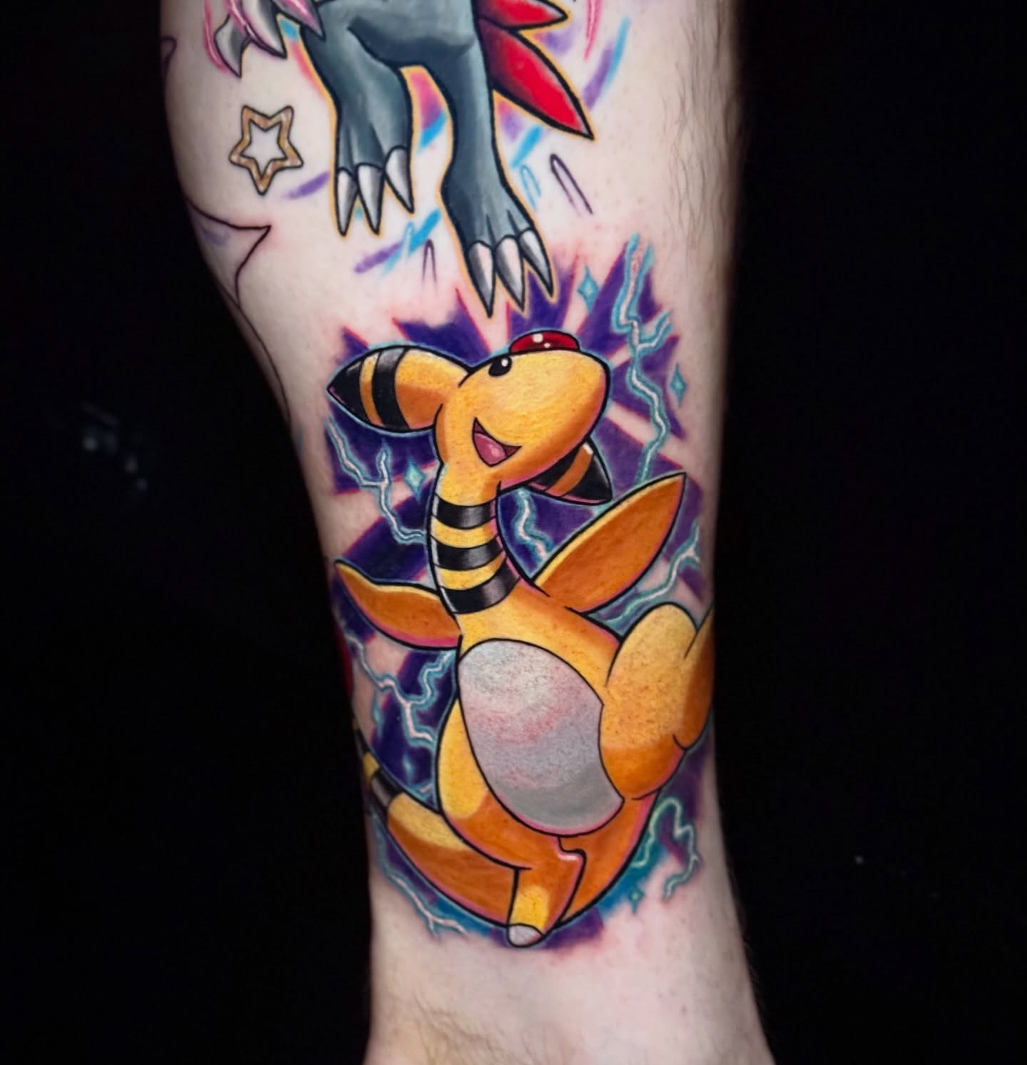 Charizard new school tattoo on the forearm by Cheyenne Ciera Goulish, Warren, Ohio