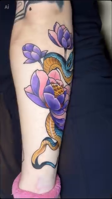 Snake and chrysanthemum japanese irezumi tattoo by Mike Bean, Minneapolis, Minnesota