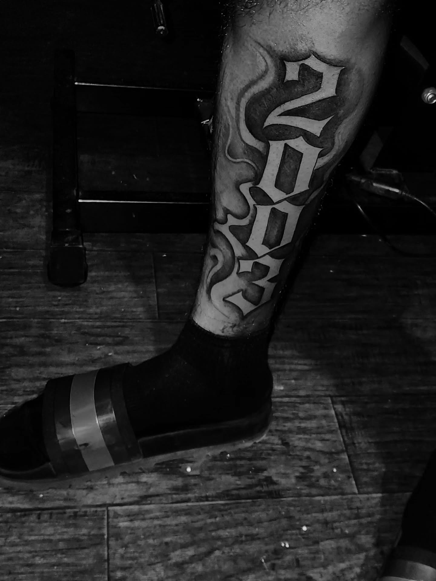 Number 2020 tribal tattoo on the calf by 🗣 No Minors🔞‼️‼️‼️