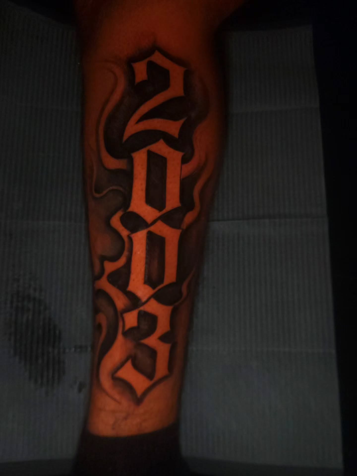 Number tattoo lettering script tattoo on the forearm by 🗣 No Minors🔞‼️‼️‼️