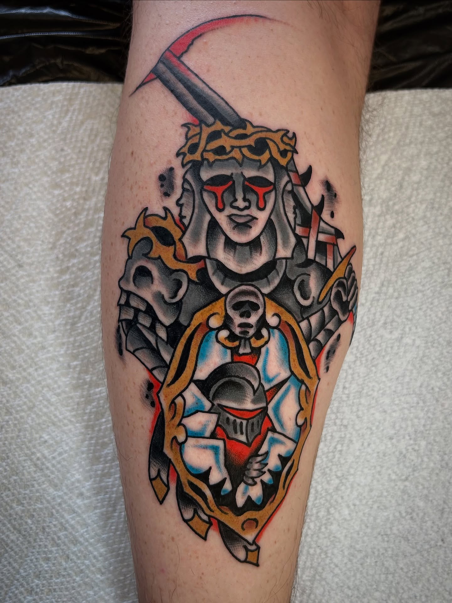 Warrior with sword American traditional tattoo on the forearm by Kit Miller, Indianapolis, Indiana