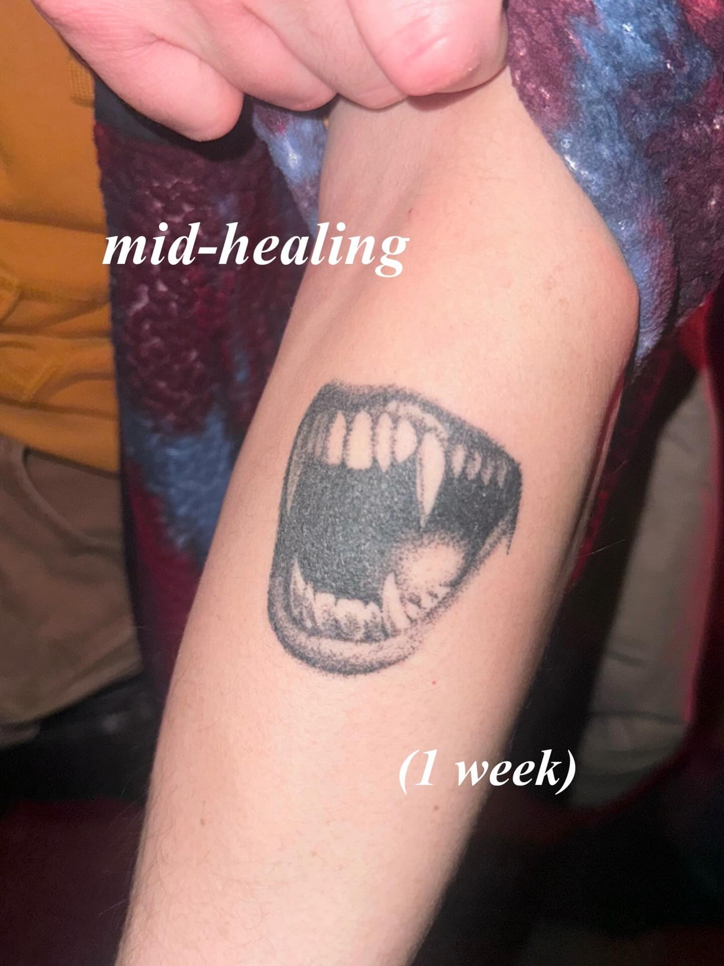 Open mouth black and grey tattoo on the forearm by πΏππΌππ πππππππ