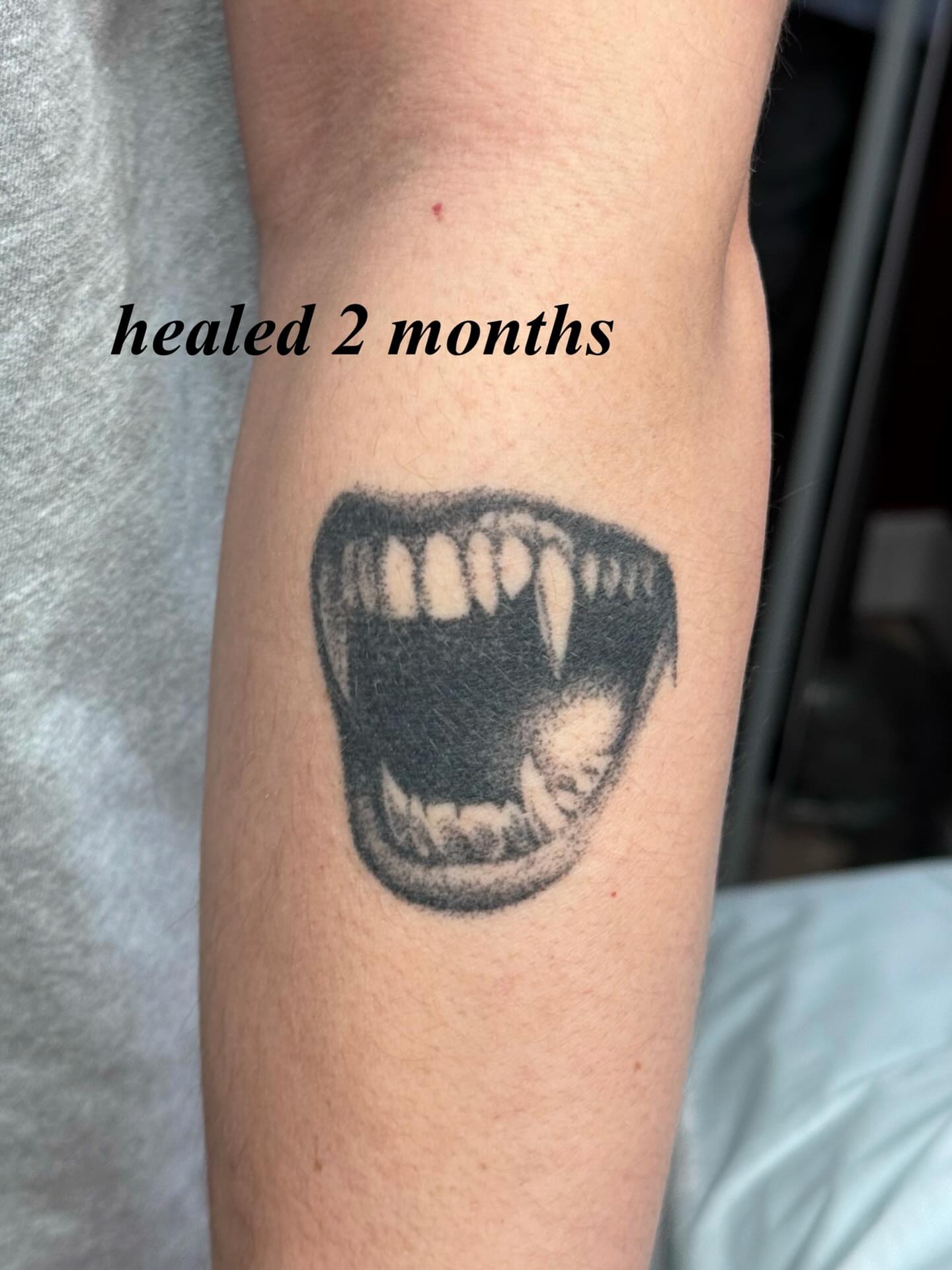 Jaws black and grey tattoo on the forearm by πΏππΌππ πππππππ