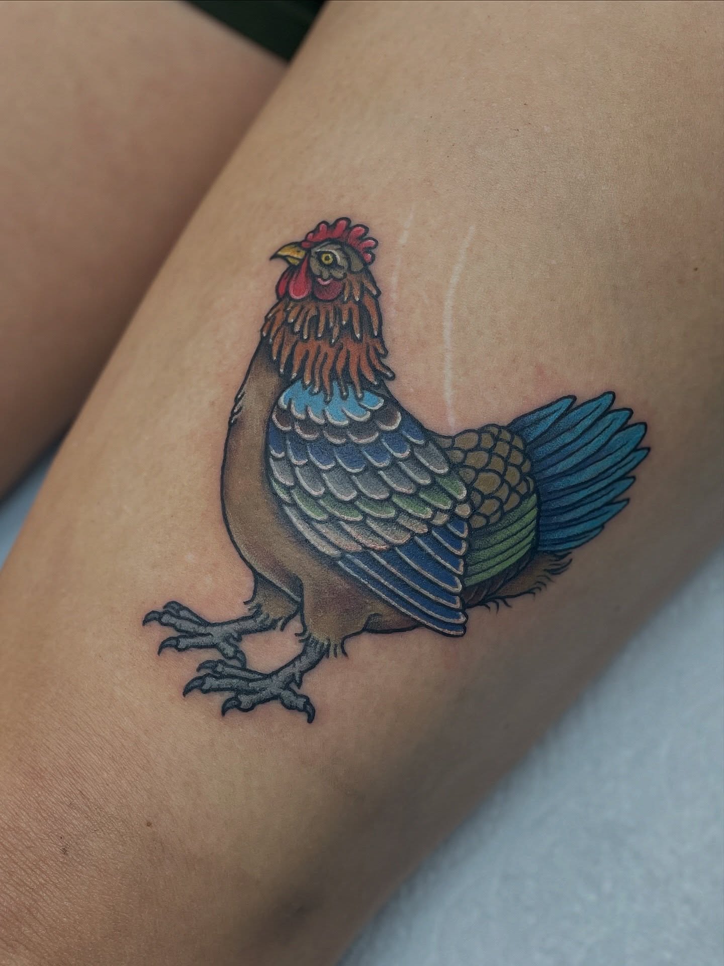 Rooster American traditional tattoo on the forearm by πΌπ
ππΎπππππ