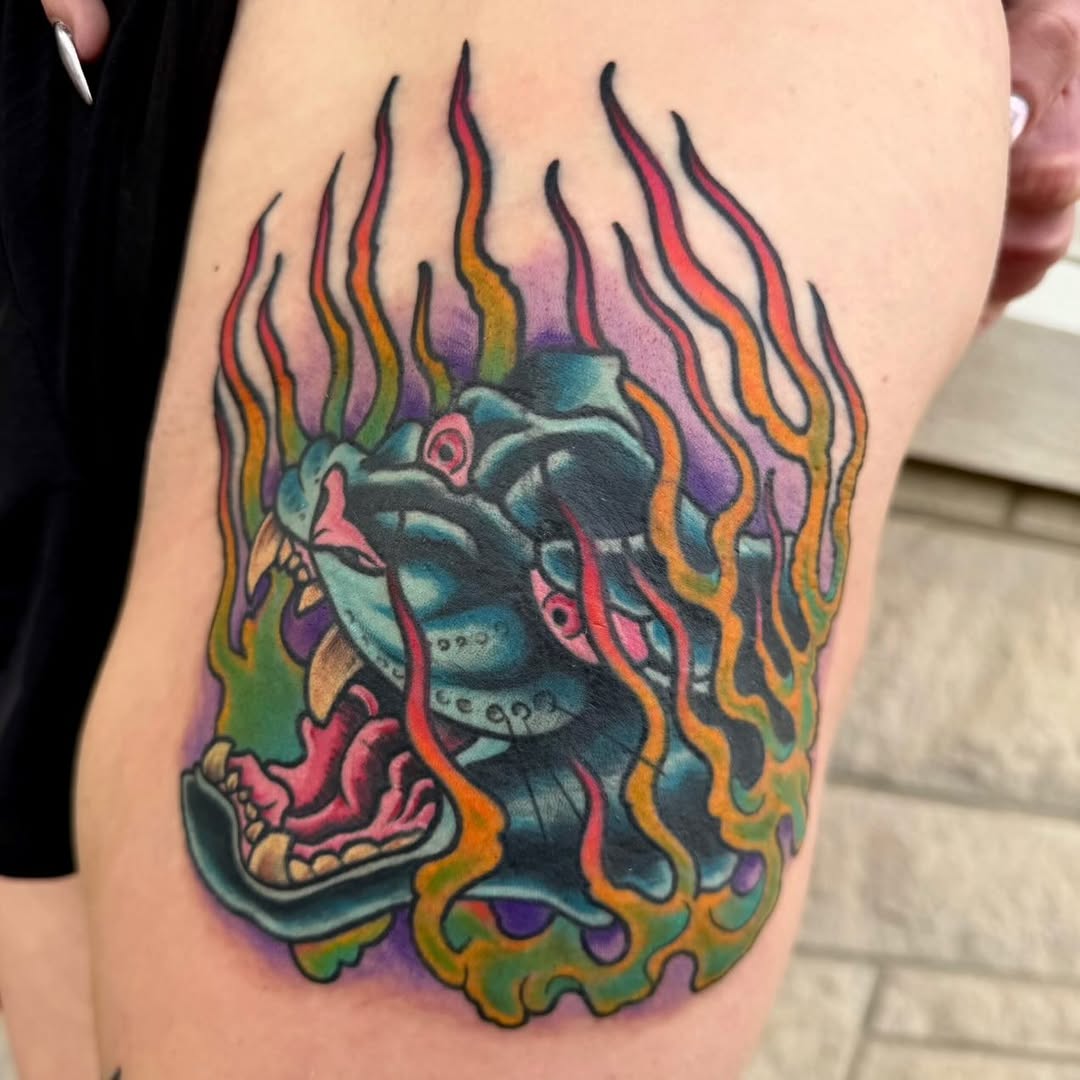 Tattoo by @barbedwireinktattoos — american_traditional, neo_traditional