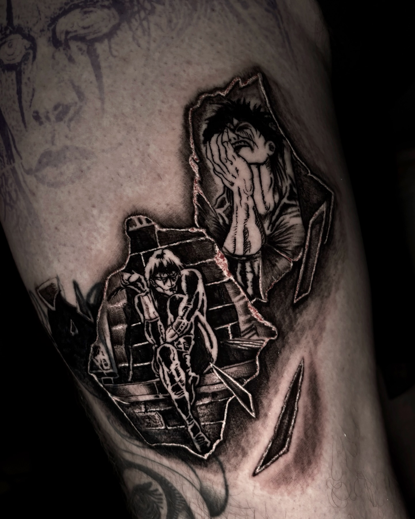 Anime characters anime tattoo on the forearm by Trev