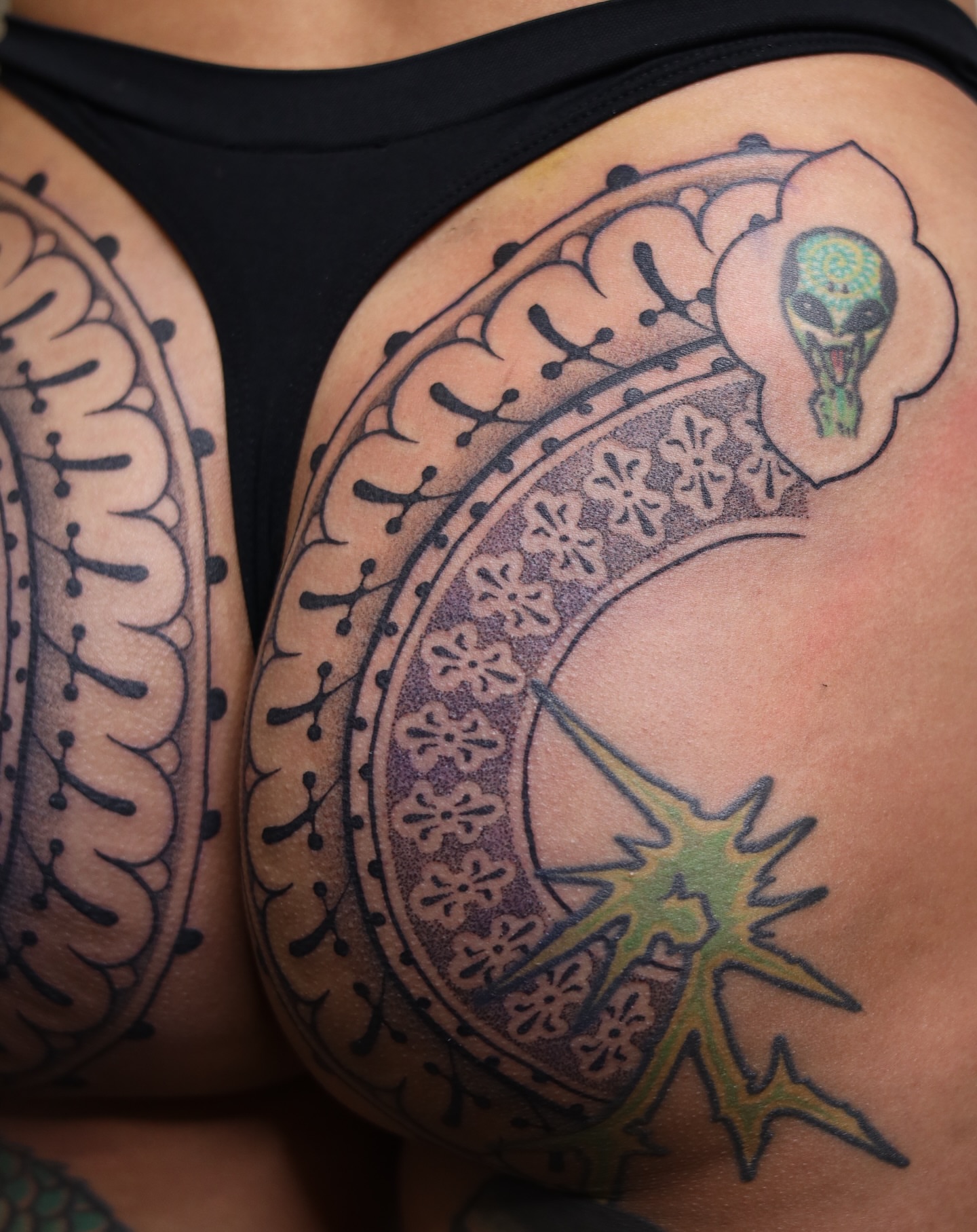 Tattoo by @ortiztattoos — dotwork, surrealism