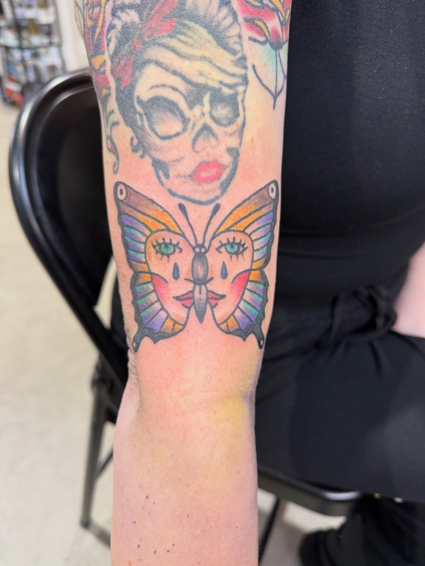 Tattoo by @pokeyvixen — american_traditional, dotwork