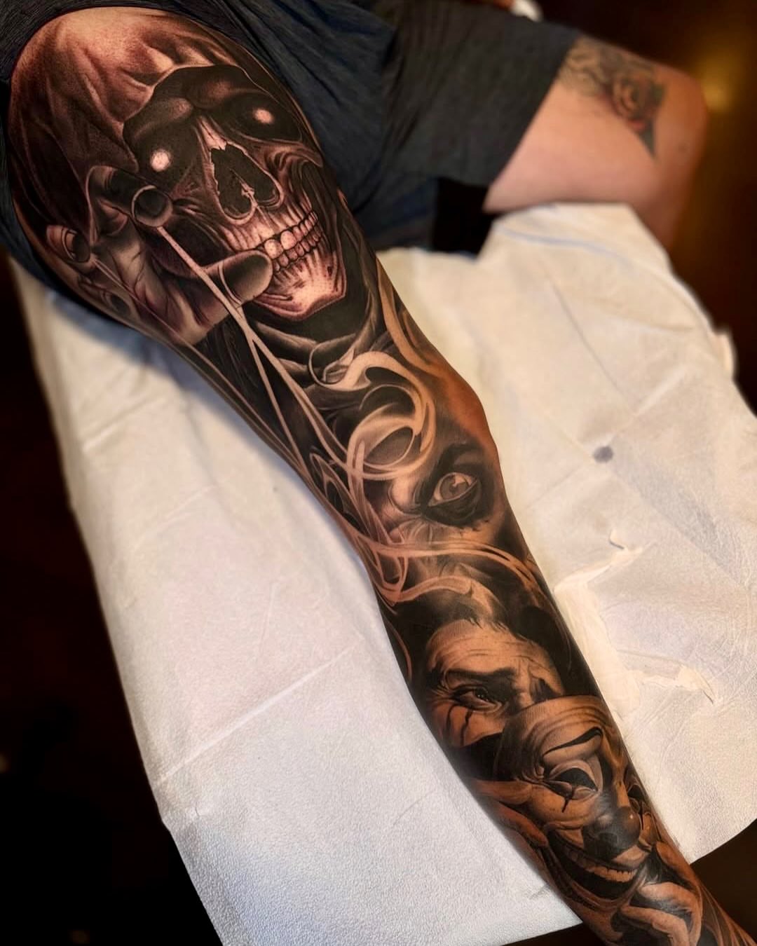Skull and eyes realism tattoo on the forearm by ⚜️Felipe Parada⚜️