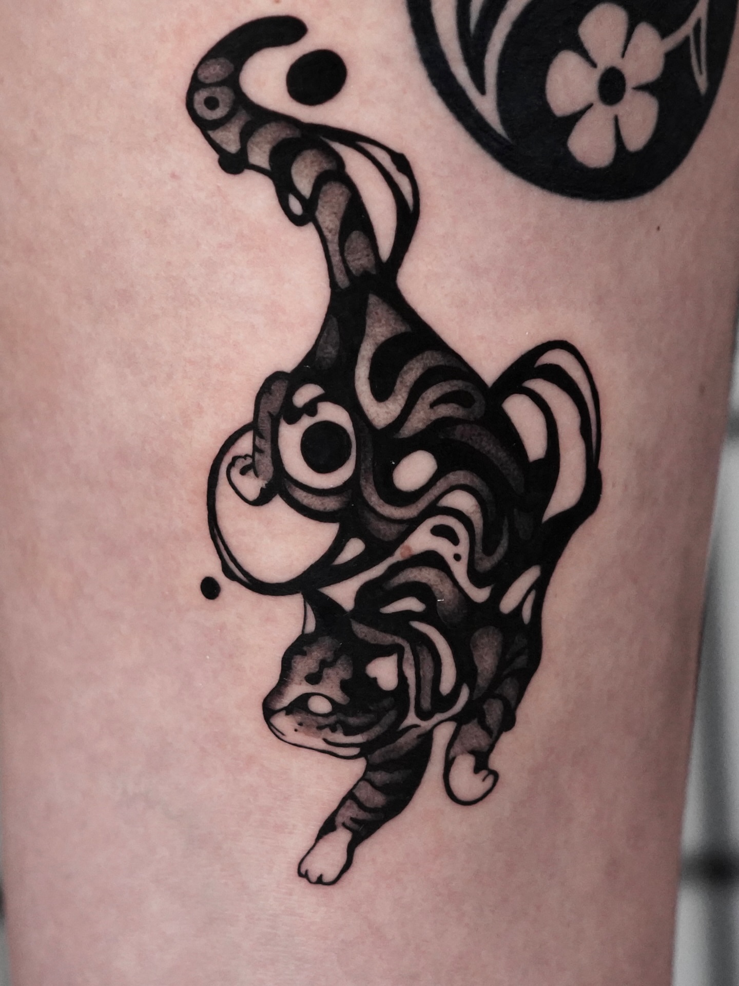 Cat black and grey tattoo on the forearm by ▫️◽️◻️hunter Hayes◻️◽️▫️