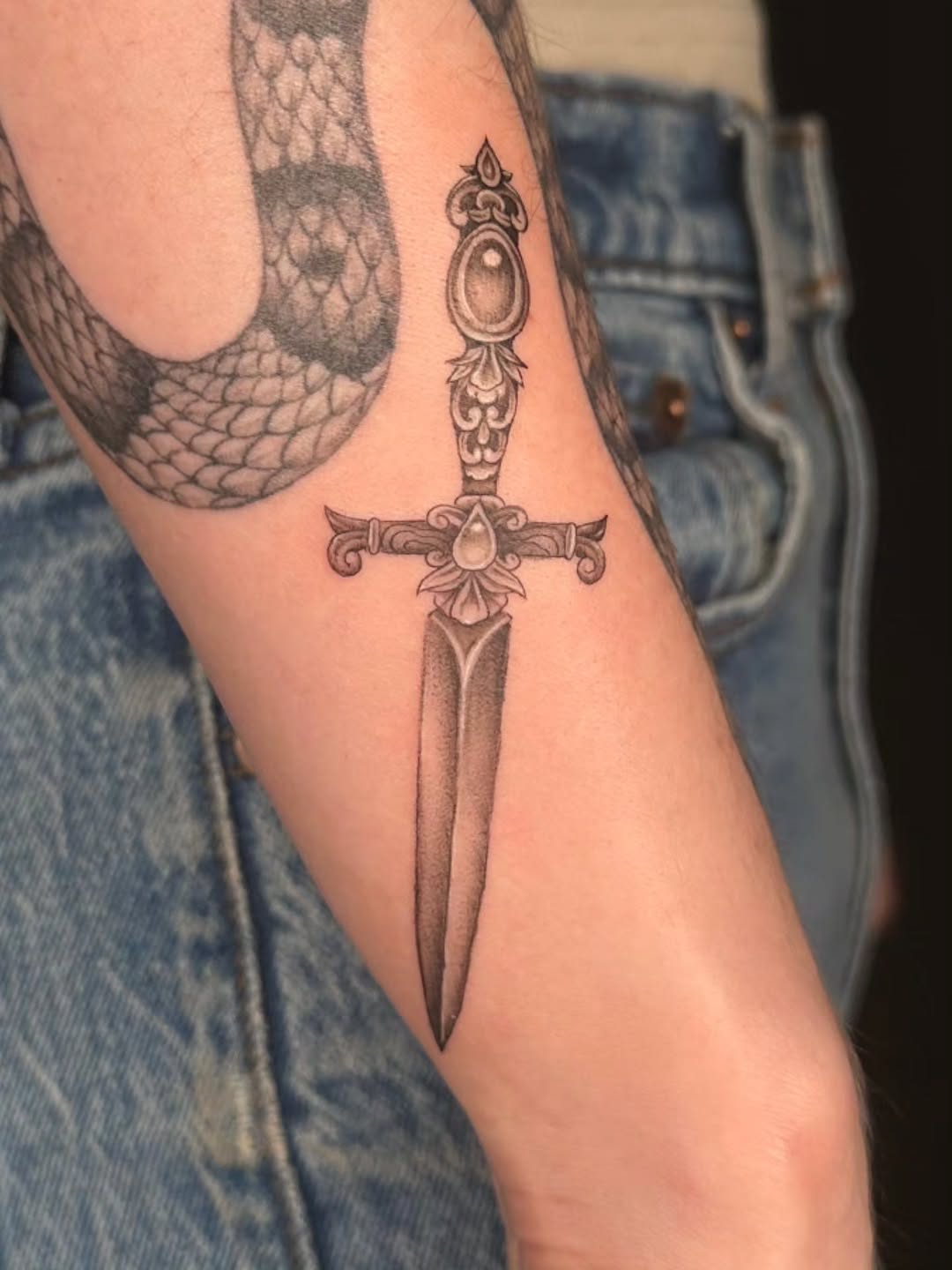Tattoo by @allhailtattoos_ — black_and_grey, ornamental