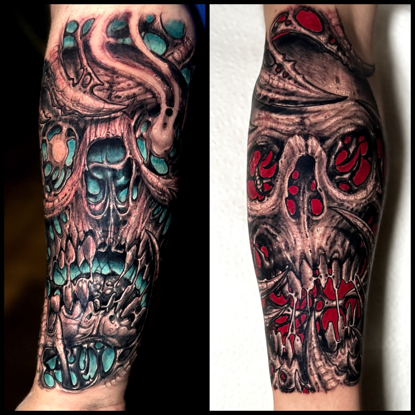 Skull dark realism tattoo on the forearm by Justin (iam3) Leifeste