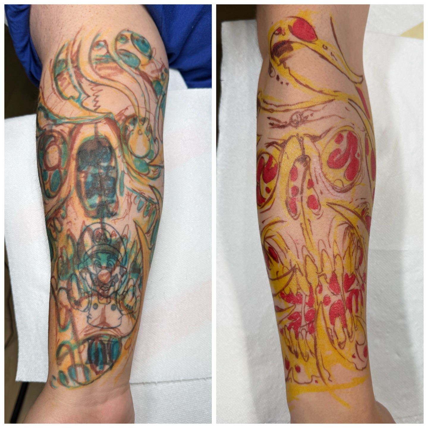 Skull new school tattoo on the forearm by Justin (iam3) Leifeste