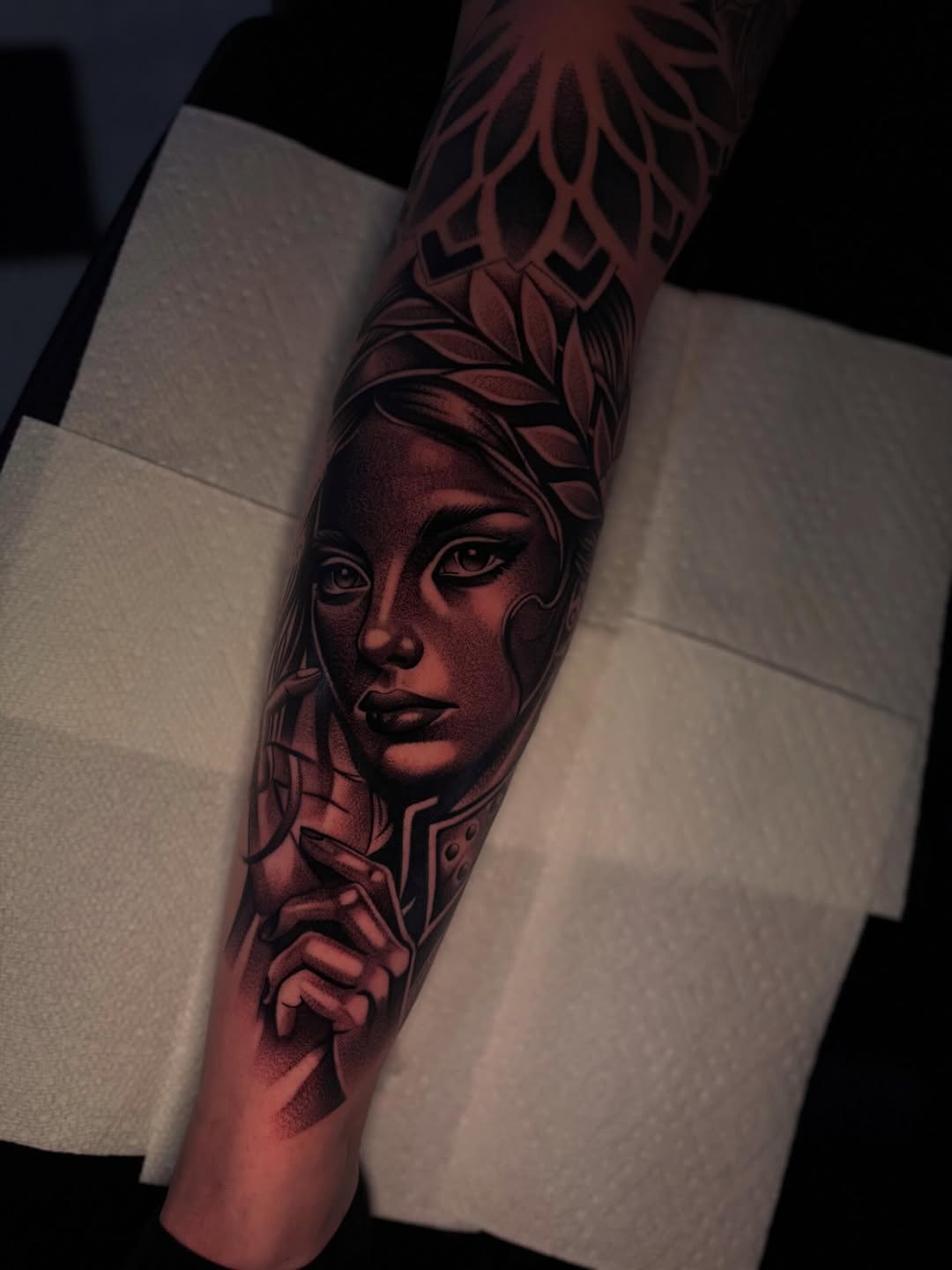 Tattoo by @dallasdiorio β realism, black_and_grey