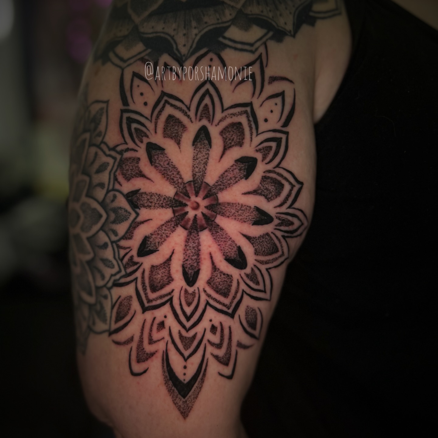Mandala dotwork tattoo on the forearm by Porshamonie' THE Tattoo ARTIST