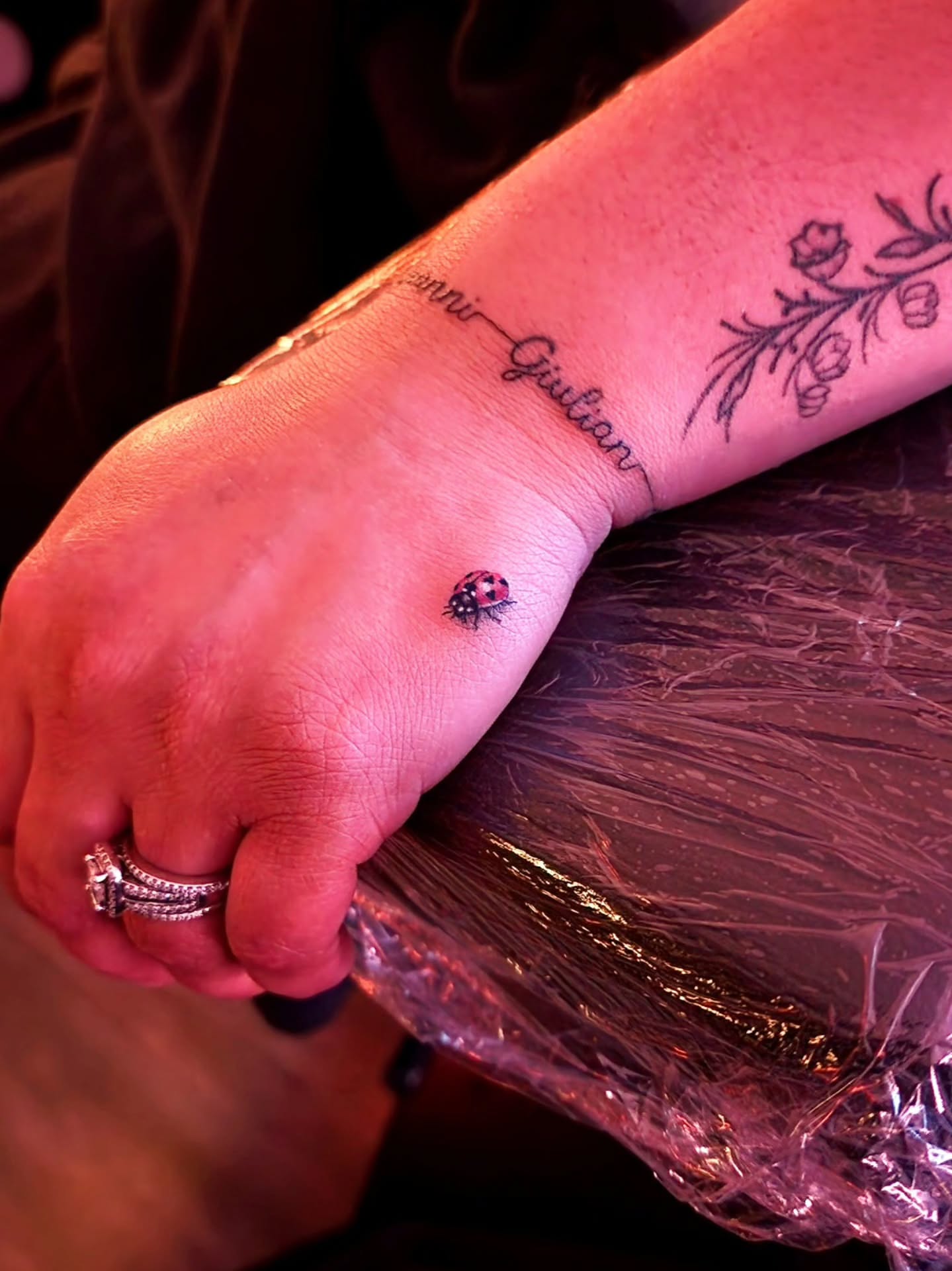Ladybug realism tattoo on the forearm by Luke Jordan Ink, Louisville, Colorado