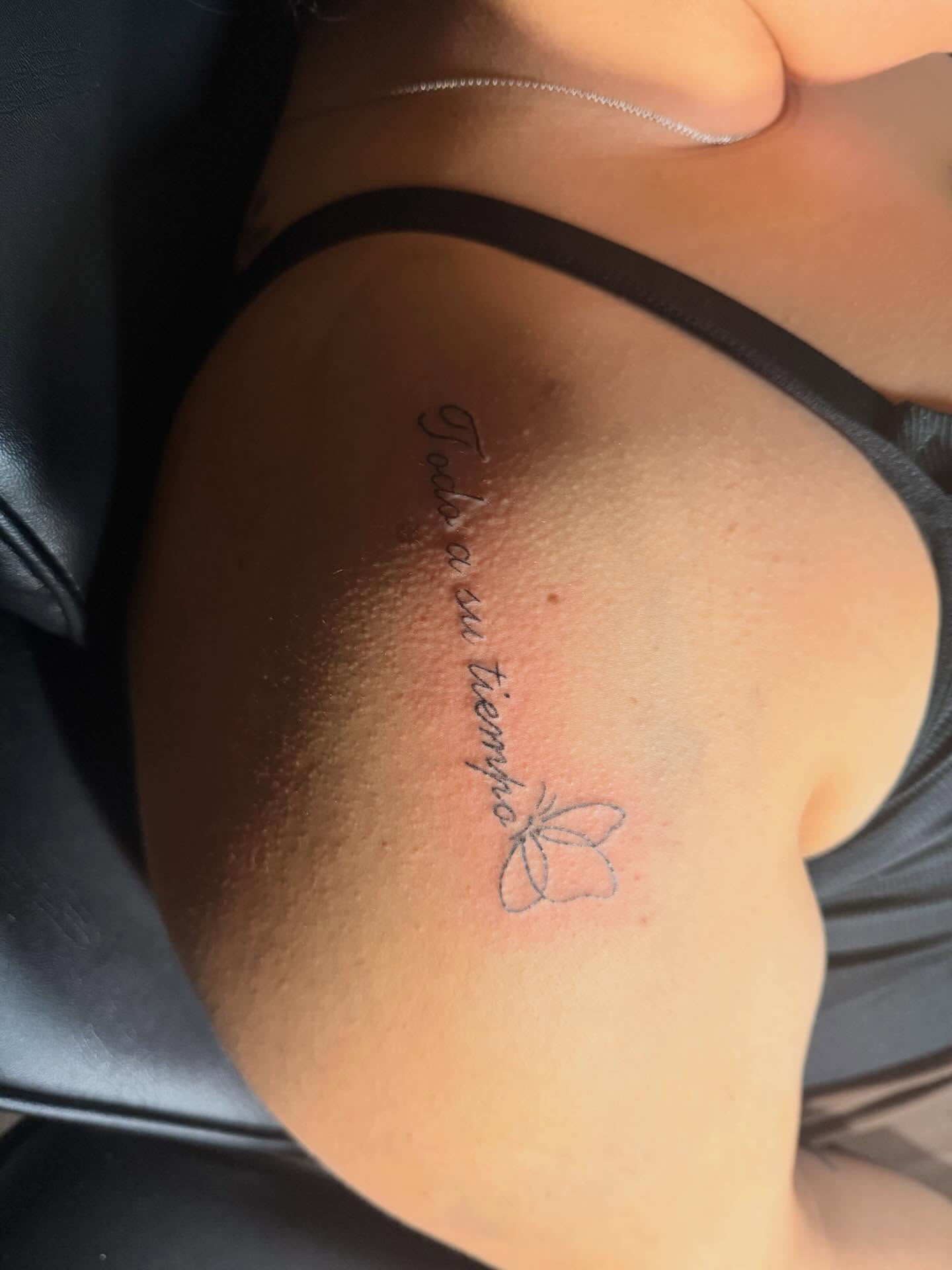 Script lettering lettering script tattoo on the chest by @bloodline__legacy