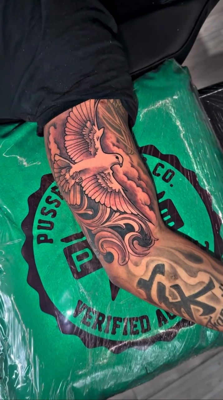 Eagle and clouds japanese irezumi tattoo by Atlanta Tattoo Artist βπ½