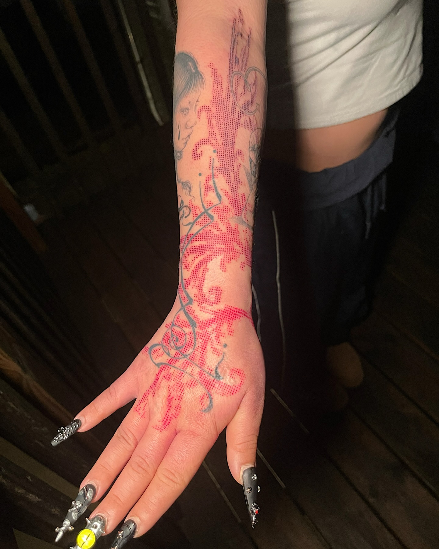 Floral design dotwork tattoo on the hand by Azucena