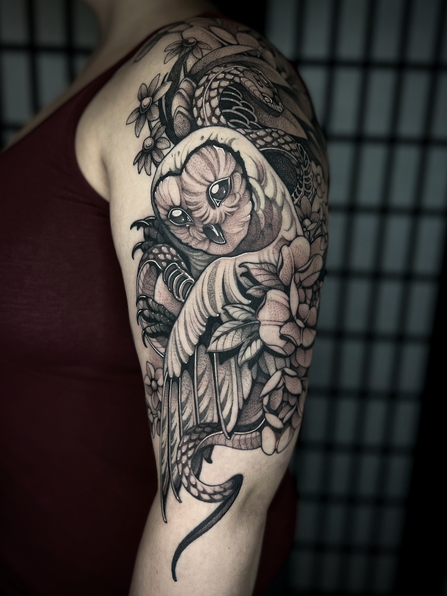 Tattoo by @kayseeshuster — black_and_grey, realism