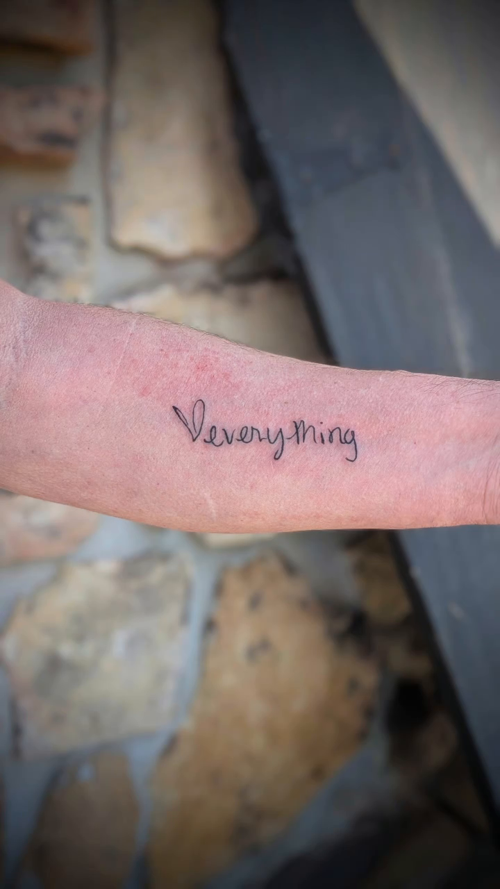 Tattoo by @little_goad_arts โ lettering_script, fine_line