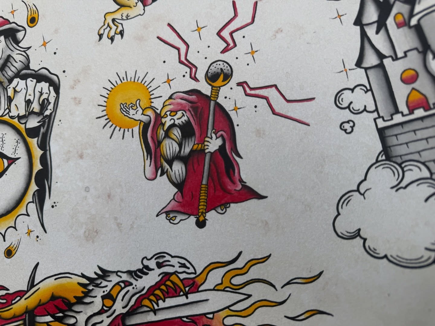 Wizard with staff American traditional tattoo by Palmer Andrist🩸Fort Collins Tattoo Apprentice
