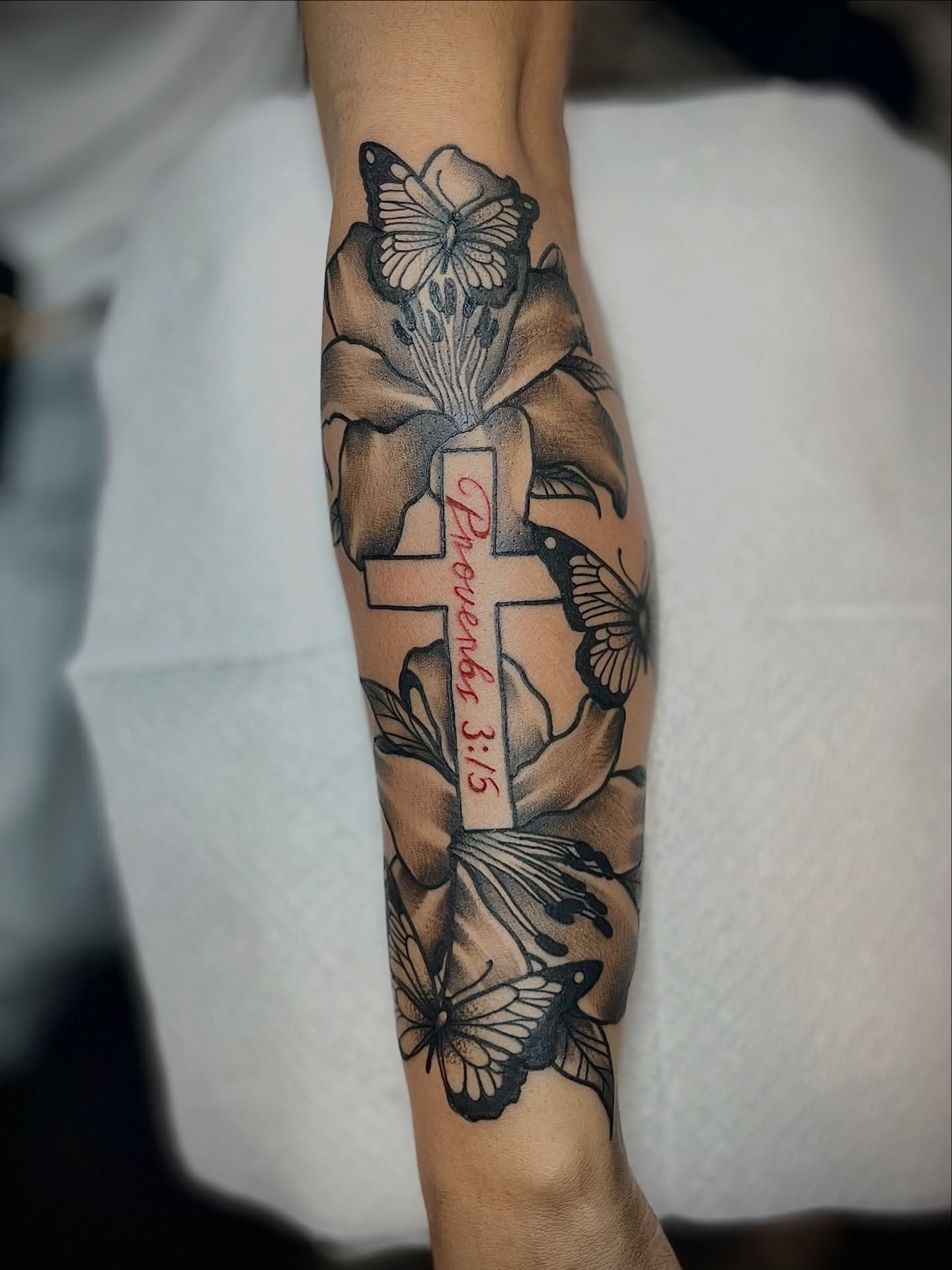 Tattoo by @cursedskintattoos — black_and_grey, realism