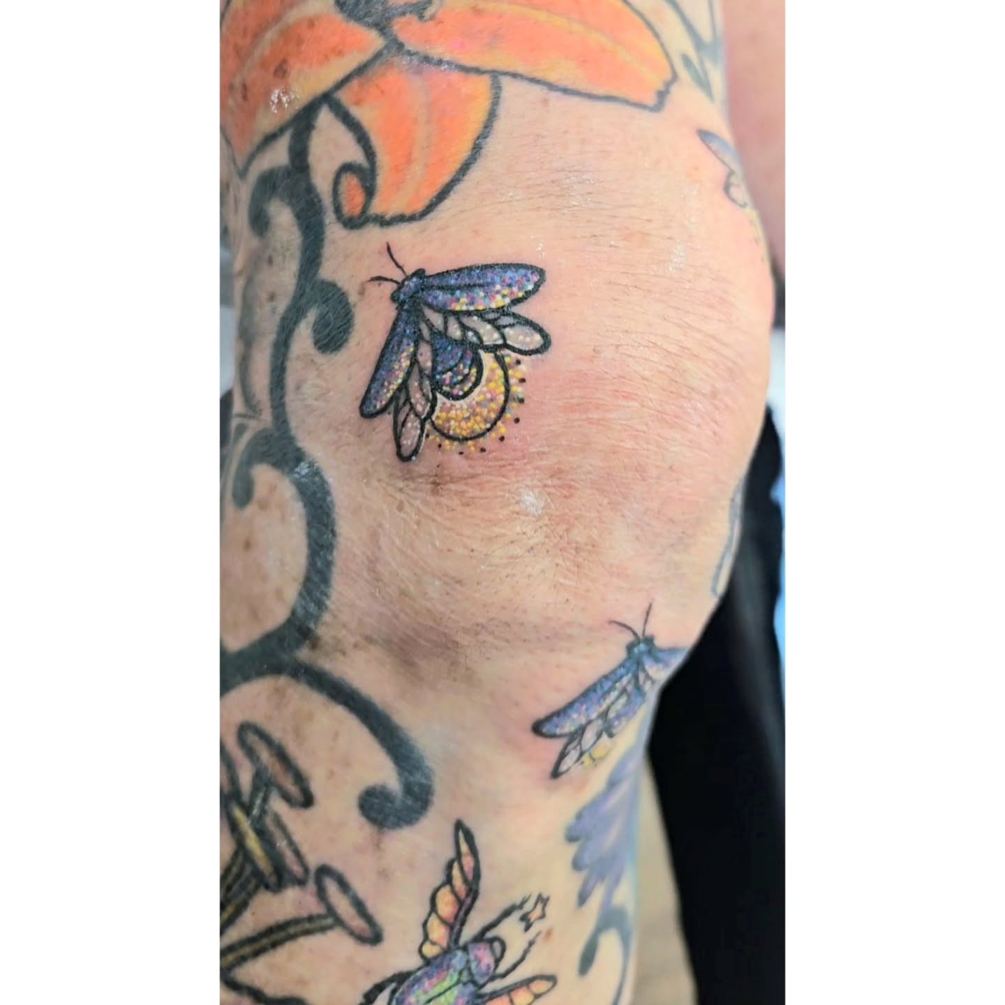 Bee American traditional tattoo on the forearm by The Fabled Tattooist (Alyssa Summers), Eagle Point, Oregon