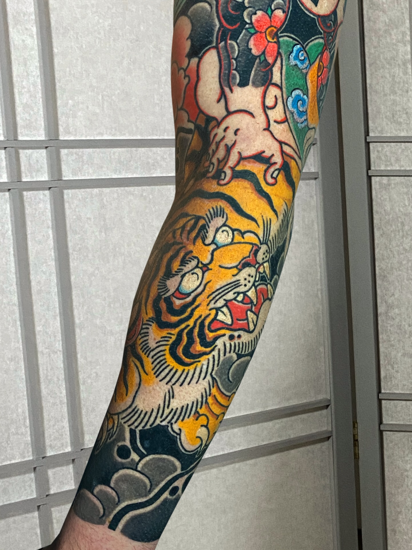 Tattoo by @adam.tennyo.tattoos — american_traditional, japanese_irezumi