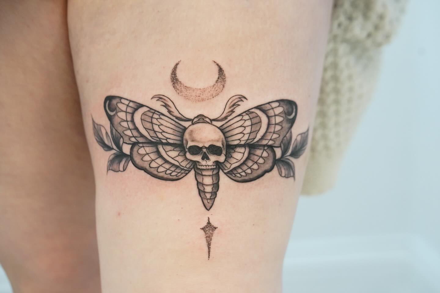 Tattoo by @skylito_creations — black_and_grey