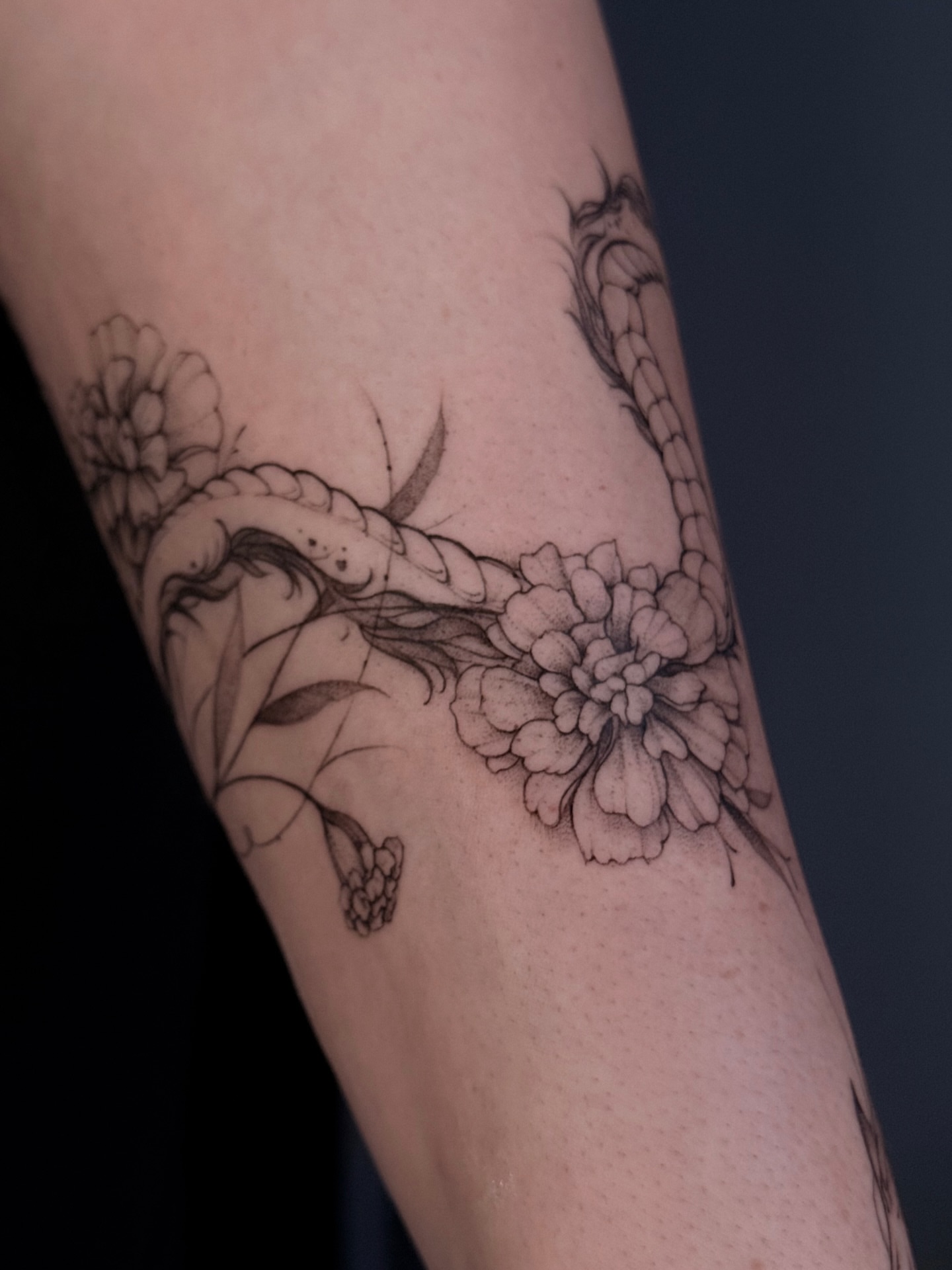 Tattoo by @yourdarkstory — black_and_grey, realism