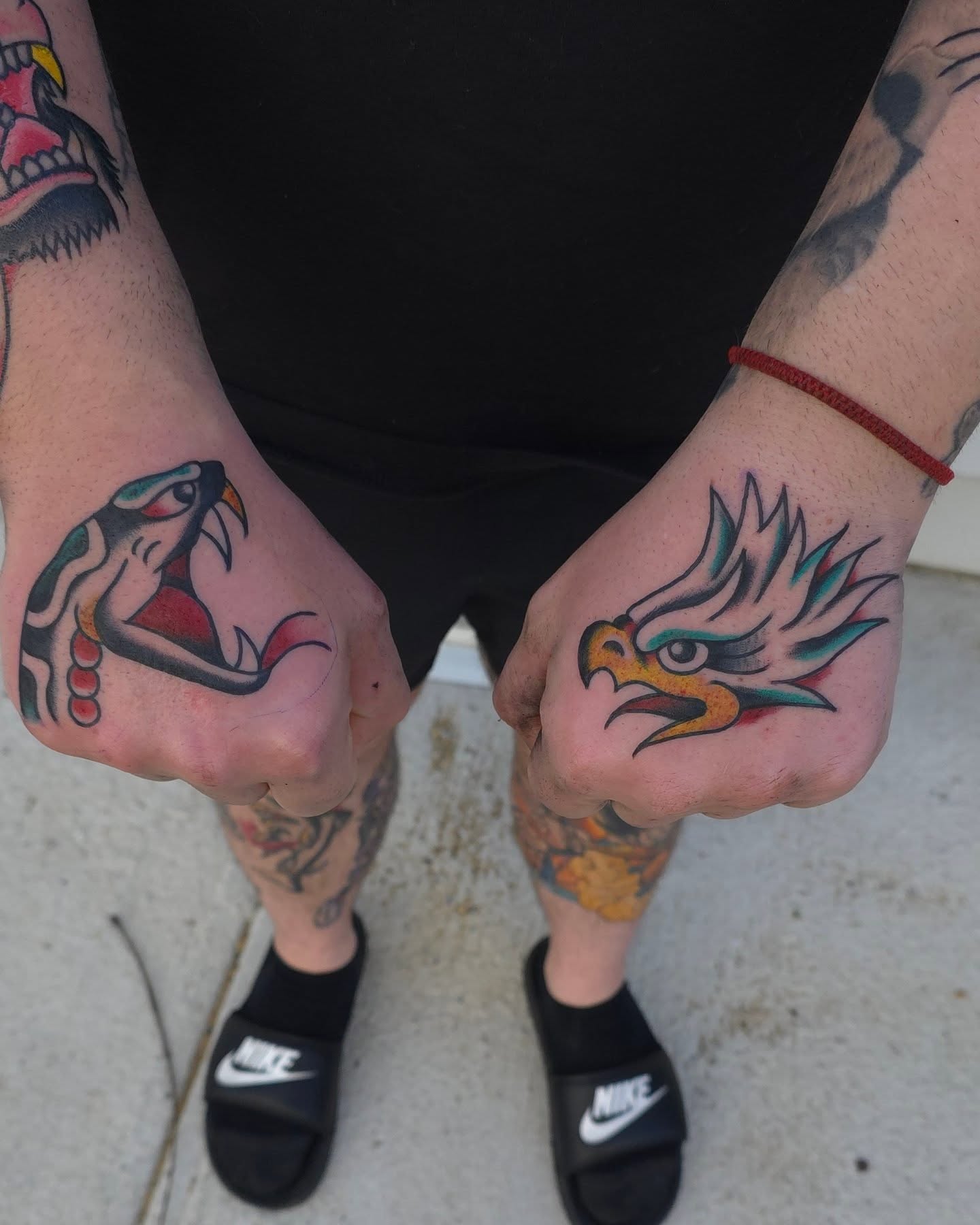 Snake and eagle American traditional tattoo on the forearm by J. Kirsch New Jersey Tattoo Artist