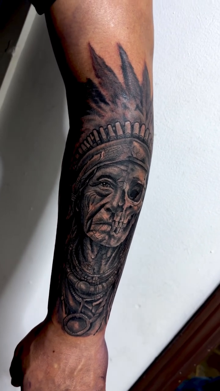 Tattoo by @barbedwireinktattoos — realism, black_and_grey
